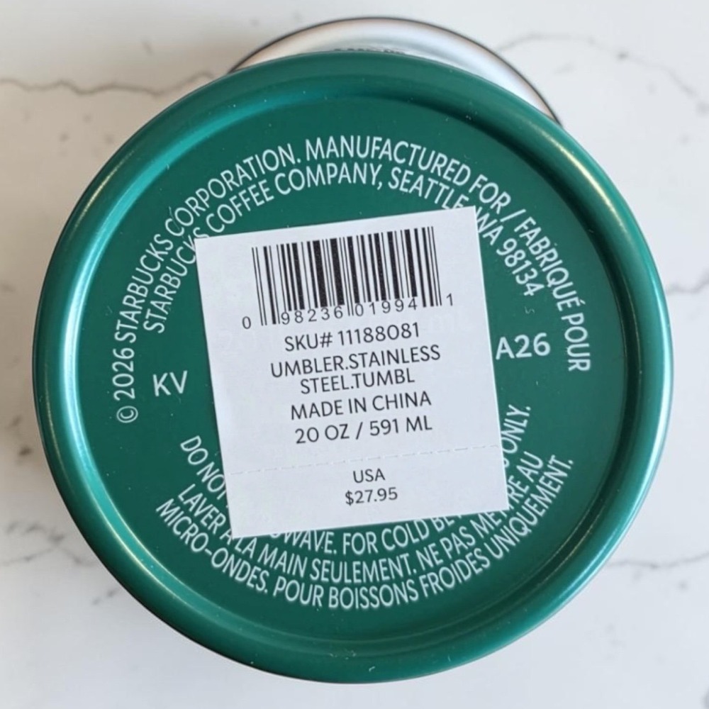Starbucks 2026 Limited Edition Road Trip Dual Lid Green Letter SS 20oz Tumbler - Picture 5 of 5